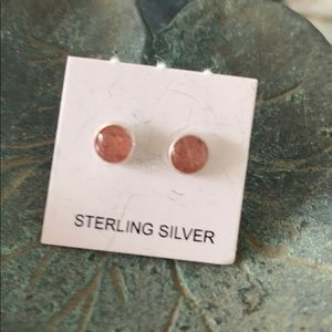 Strawberry Quartz sterling silver Studs